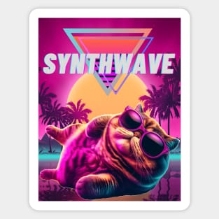 Synthwave cat Sticker